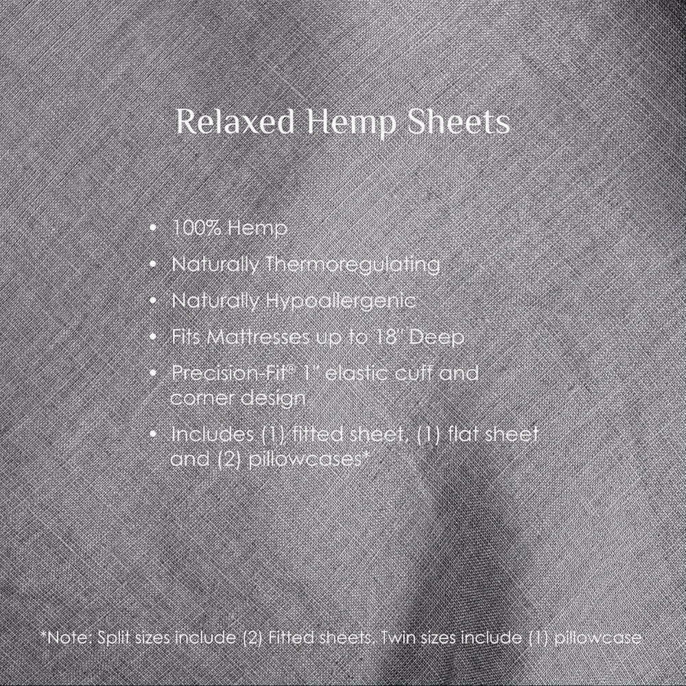 PureCare Dr. Weil Relaxed Hemp 4-Piece Sheet Set, 100% Hemp, DWSH-K-WH